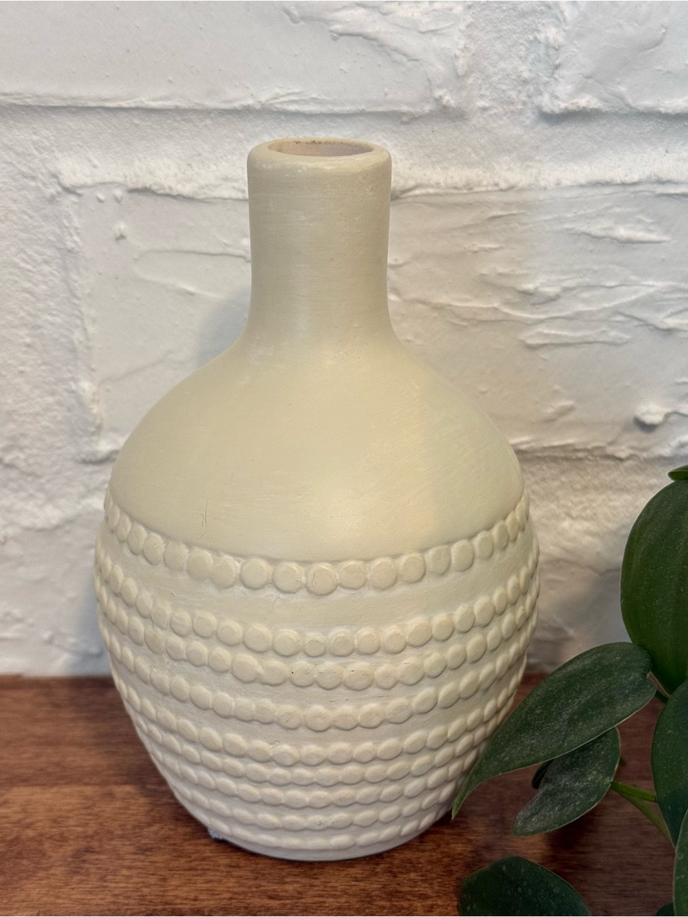 Magnolia Chloe Dot Bud Vase Cream Textured Ceramic Farmhouse Decor